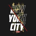 New York slogan t-shirt with camouflage texture. Brooklyn camo tee shirt with camo typography print in military and army style. Royalty Free Stock Photo